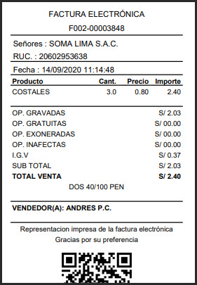 Factura electrónica en formato ticket